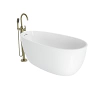 Stretto 59" Free Standing Acrylic Soaking Tub with Reversible Drain, Drain Assembly, and Overflow - Includes Floor Mounted Tub Filler with Hand Shower