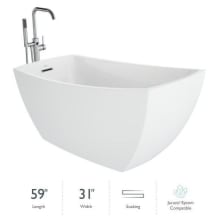 Stella 59" Free Standing Acrylic Soaking Tub with Reversible Drain, Drain Assembly and Overflow - Includes Floor Mounted Tub Filler with Hand Shower