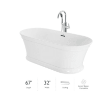 Lyndsay 67" Free Standing Acrylic Soaking Tub with NW50827 Tub Filler Faucet, Center Drain, Drain Assembly and Overflow