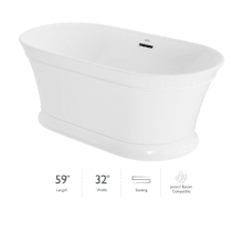 Lyndsay 59" Free Standing Acrylic Soaking Tub with Center Drain, Drain Assembly and Overflow