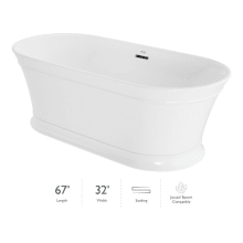 Lyndsay 67" Free Standing Acrylic Soaking Tub with Center Drain, Drain Assembly and Overflow