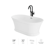 Lyndsay 59" Free Standing Acrylic Soaking Tub with NW50827 Tub Filler Faucet, Center Drain, Drain Assembly and Overflow