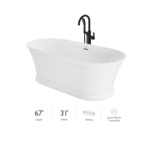 Lyndsay 67" Free Standing Acrylic Soaking Tub with NW50827 Tub Filler Faucet, Center Drain, Drain Assembly and Overflow