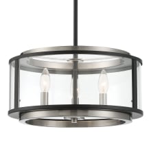 Tubus 3 Light 16" Wide Taper Candle Drum Chandelier