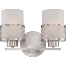 Aviary 2 Light 12" Wide Bathroom Vanity Light with Frosted Glass Shades and Metal Accents