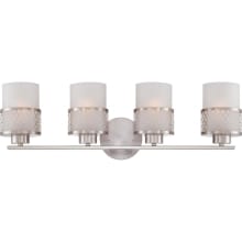 Aviary 4 Light 27" Wide Bathroom Vanity Light with Frosted Glass Shades and Metal Accents