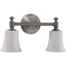 Powers 2 Light 16-1/8" Wide Bathroom Vanity Light with Satin Opal Shade