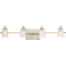 Vermillion 4 Light 29" Wide LED Bathroom Vanity Light with Outer Clear Glass and Heavy Sand Blast Inner Glass