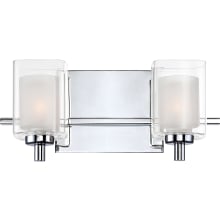 Vermillion 2 Light 13" Wide LED Bathroom Vanity Light with Outer Clear Glass and Heavy Sand Blast Inner Glass