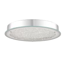 Crane Single Light 20-1/2" Wide Integrated LED Flush Mount Drum Ceiling Fixture with Crystal-Encrusted Glass Diffuser