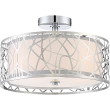 Curry 3 Light 15" Wide Semi Flush Ceiling Fixture with Glass Drum Shade