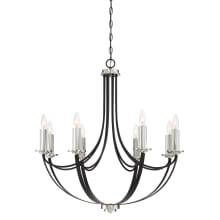 Osage 8 Light 30" Wide Single Tier Candle Style Chandelier with Crystal Accents