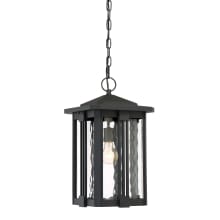 Dundy Single Light 11" Wide Outdoor Lantern Style Pendant with Water Glass Shade
