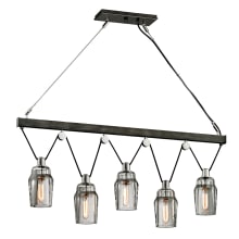 Barker 5 Light 44-1/2" Wide Linear Chandelier with Glass Shades