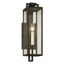 Maple Single Light 16-1/2" Tall Outdoor Wall Sconce with Clear Glass Rectangle Shade