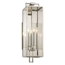 Maple 4 Light 28-1/2" Tall Outdoor Wall Sconce with Clear Glass Rectangle Shade