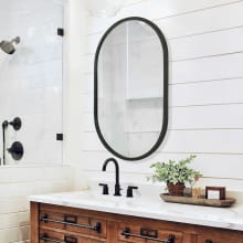 Back to Basics 32" x 20" Oval Simple Framed Vanity Bathroom Wall Mirror