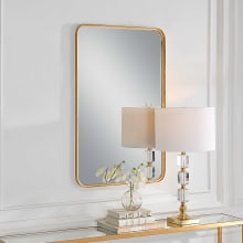 Cassidy 24" x 38" Contemporary Rounded Corner Vanity Bathroom Wall Mirror with Flat Mirror Edge