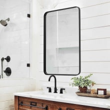 38" x 24" Rectangular Dual Hang Vanity Bathroom Wall Mirror with Curved Corners