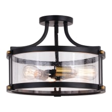 Declan 3 Light 16" Wide Semi-Flush Drum Ceiling Fixture with Seedy Glass Shade