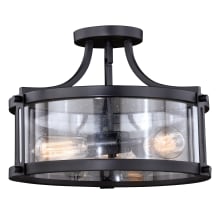 Declan 3 Light 16" Wide Semi-Flush Drum Ceiling Fixture with Seedy Glass Shade