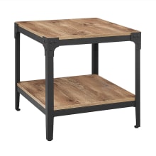 Set of (2) Rustic Industrial End Side Tables with Powder Coated Black Frames