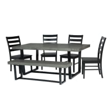 Aurora 6 Piece Dining Set with 72" Table, (1) 60" Bench, and (4) Dining Chairs