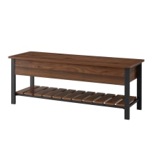 Cavalier 48" Wide Rustic Contemporary Storage Bench with Lift Lid and Lower Rack Shelf