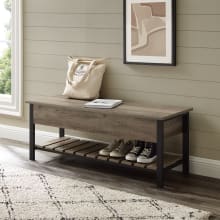 Cavalier 48" Wide Rustic Contemporary Storage Bench with Lift Lid and Lower Rack Shelf