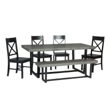 Aurora 6 Piece Metal Framed Farmhouse Dining Set with Crossback Chairs
