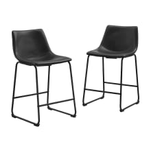Karson Set of (2) 18" Wide Industrial Faux Leather Counter Stools with Sled Base
