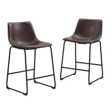 Karson Set of (2) 18" Wide Industrial Faux Leather Counter Stools with Sled Base