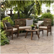 Bethany Beach 4 Piece Acacia Wood Outdoor Patio Seating Set with Loveseat, (2) Side Chairs, and Coffee Table