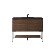 Mantova 48" Single Basin Poplar Wood Vanity Set with Charcoal Black Composite Stone Vanity Top, Brushed Nickel Base and Rectangular Sink