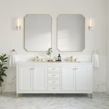 Chicago 72" Double Basin Poplar Wood Vanity Set with 3cm White Zeus Quartz Vanity Top and Rectangular Sinks