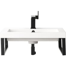 Boston 23-5/8" Rectangular Porcelain Console Bathroom Sink with Overflow and Single Faucet Hole