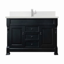 Brookfield 60" Single Basin Wood Vanity Set with 3cm White Zeus Silestone Quartz Vanity Top, Backsplash and Rectangular Sink