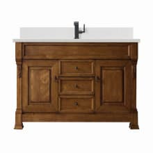 Brookfield 60" Single Basin Wood Vanity Set with 3cm White Zeus Silestone Quartz Vanity Top, Backsplash and Rectangular Sink