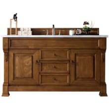 Brookfield 60" Free Standing Single Basin Vanity Set with Wood Cabinet and Carrara Marble Vanity Top