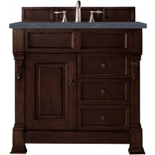 Brookfield 36" Free Standing Single Basin Vanity Set with White Poplar Cabinet and Charcoal Soapstone Quartz Vanity Top