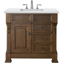 Brookfield 36" Free Standing Single Basin Poplar Vanity Set with 3 cm Ethereal Noctis Quartz Vanity Top and Rectangular Sink
