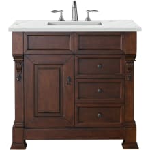 Brookfield 36" Free Standing Single Basin Poplar Vanity Set with 3 cm Ethereal Noctis Quartz Vanity Top and Rectangular Sink