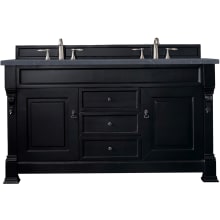 Brookfield 60" Free Standing Double Basin Vanity Set with White Poplar Cabinet and Charcoal Soapstone Quartz Vanity Top
