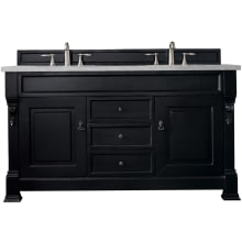 Brookfield 60" Free Standing Double Basin Hardwood Vanity Set with Eternal Serena Quartz Top