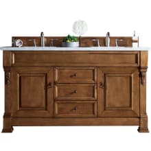Brookfield 60" Free Standing Double Basin Vanity Set with Wood Cabinet and Carrara Marble Vanity Top