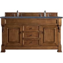 Brookfield 60" Free Standing Double Basin Vanity Set with White Poplar Cabinet and Charcoal Soapstone Quartz Vanity Top