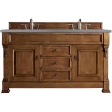 Brookfield 60" Free Standing Double Basin Vanity Set with White Poplar Cabinet and Grey Expo Quartz Vanity Top