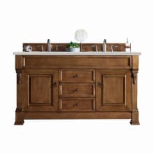 Brookfield 60" Double Basin Wood Vanity Set with 3cm Lime Delight Silestone Quartz Vanity Top and Rectangular Sinks