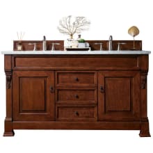 Brookfield 60" Free Standing Double Basin Vanity Set with Wood Cabinet and Carrara Marble Vanity Top