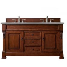 Brookfield 60" Free Standing Double Basin Vanity Set with White Poplar Cabinet and Grey Expo Quartz Vanity Top